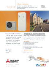 Ecodan QUHZ-W40VA / EHPT20Q-VM2EA Monobloc Air Source Heat Pump Product Information Sheet cover image