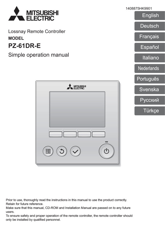 Pz 61dr E Simple Instruction Book hk9901 Document Library Mitsubishi Electric