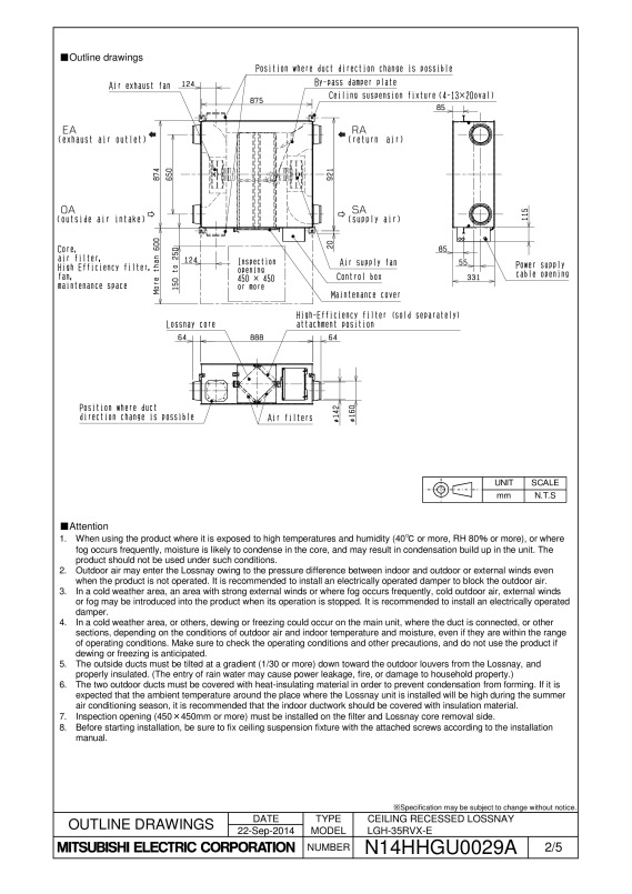 Lgh-35Rvx-E Specification (N14Hhgu0029A) - Document Library - Mitsubishi Electric