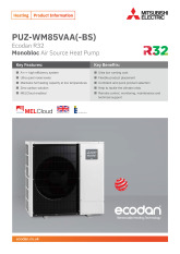 Ecodan PUZ-WM85VAA Monobloc Air Source Heat Pump Product Information Sheet cover image