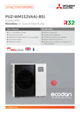 Ecodan PUZ-WM112VAA Monobloc Air Source Heat Pump Product Information Sheet cover image