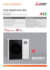 Ecodan PUZ-WM85YAA Monobloc Air Source Heat Pump Product Information Sheet cover image