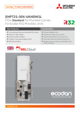 Ecodan Standard Pre-Plumbed Cylinder EHPT21-30X-UKHDW1L Product Information Sheet cover image