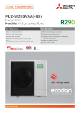 Ecodan R290_PUZ-WZ50VAA(-BS) Monobloc Air Source Heat Pump Product Information Sheet cover image