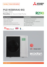 Ecodan R290_PUZ-WZ80VAA(-BS) Monobloc Air Source Heat Pump Product Information Sheet cover image
